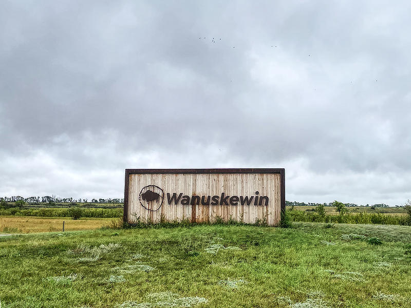 Wanuskewin Heritage Site Eingangsschild, Saskatoon, Saskatchewan