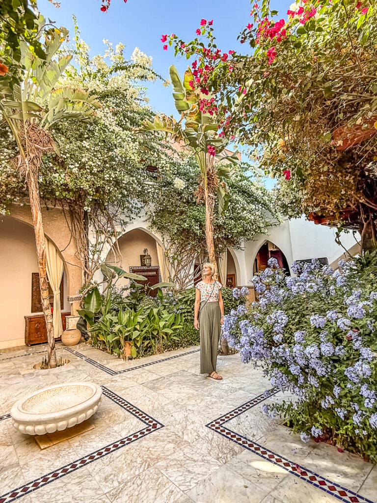 Innenhof des schönen Hotels Riad clé de sol, Ourika Valley MArokko